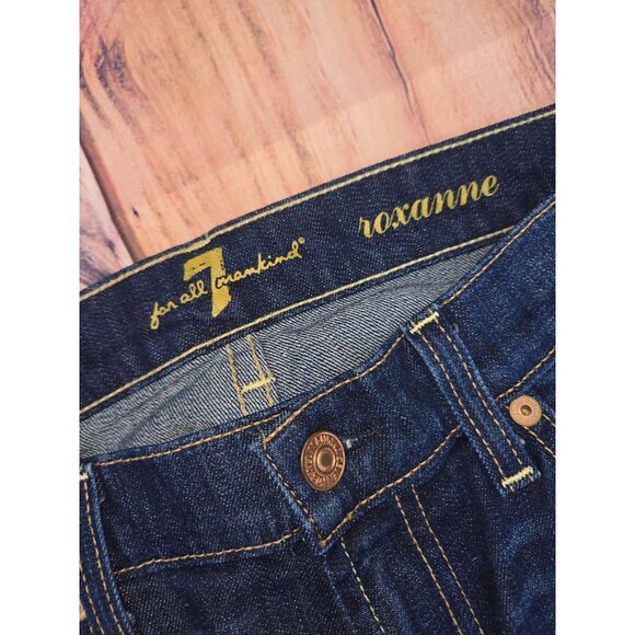 7 For All Mankind Roxanne Skinny Jeans Womens 26 (28x32) Dark Wash - Picture 5 of 8